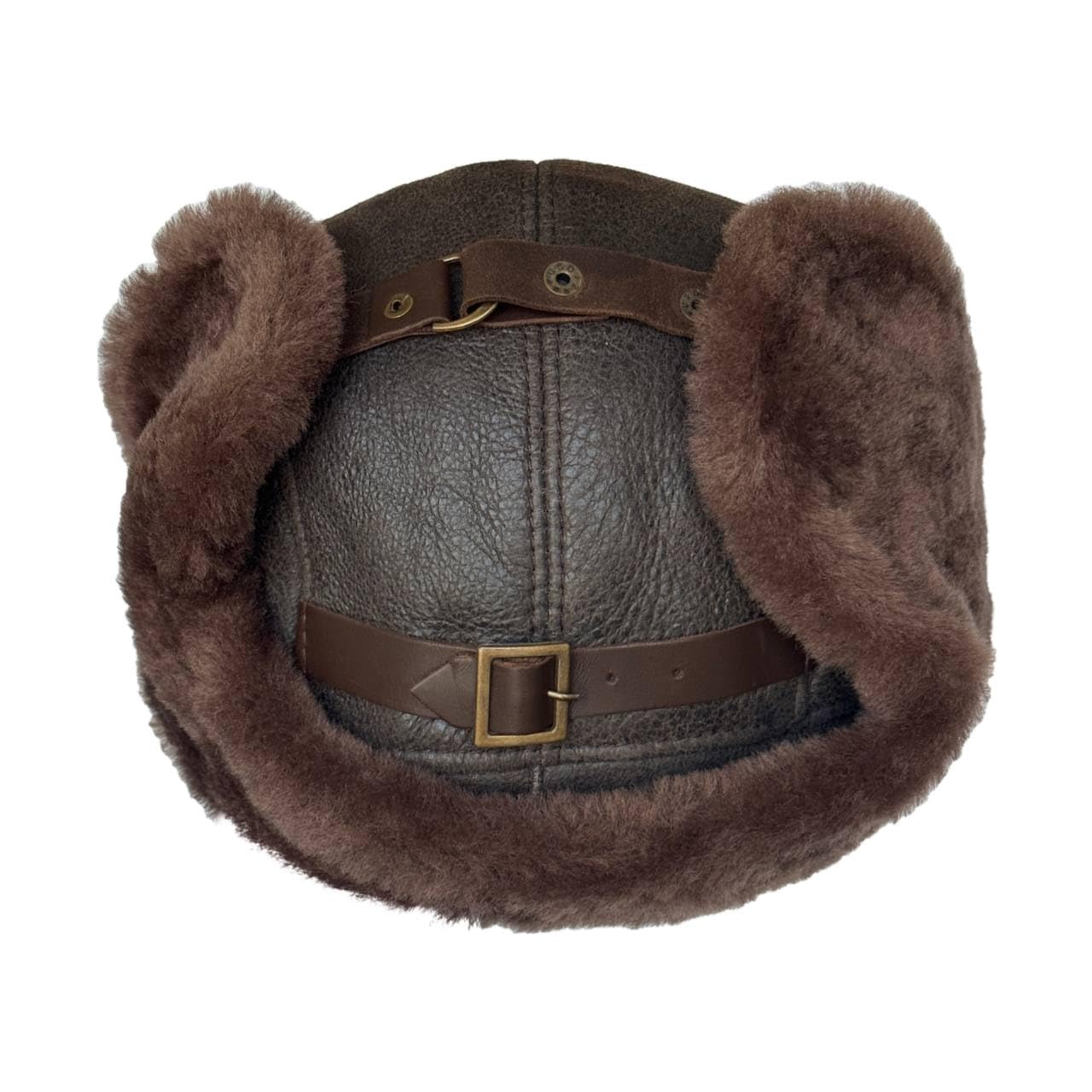 Leather Aviator Russian Ushanka Trapper Shearling Sheepskin Fur Ear Flap Waterproof Winter Hat