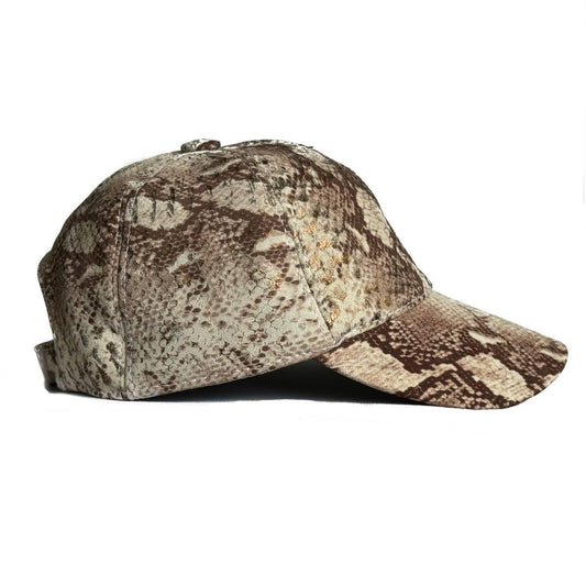 Snake Hat Python 100% Genuine Lambskin Leather Baseball Cap Sports Visor Adjustable