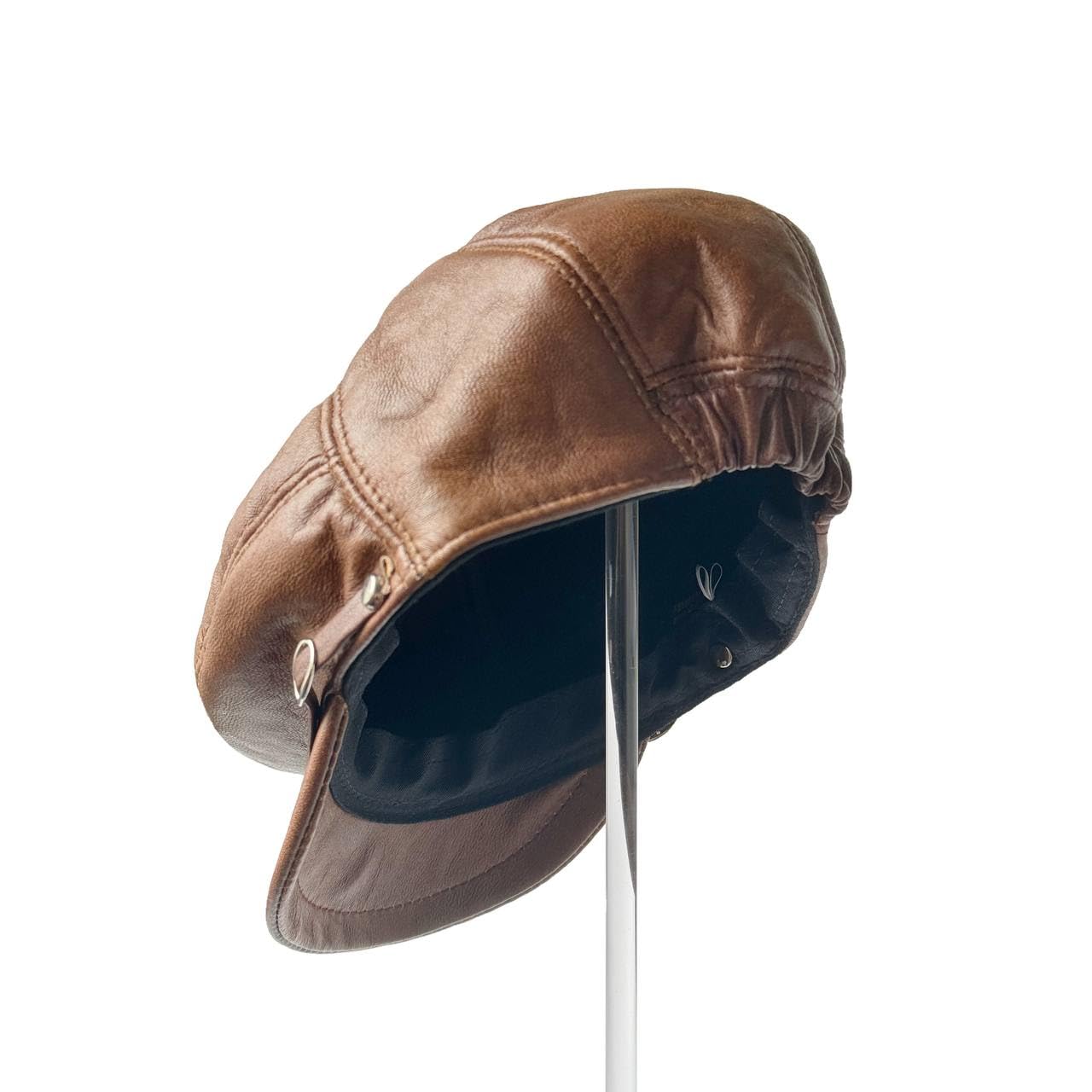 Men's Leather Newsboy Cap Cabbie Beret Real Leather Flat Hat Vintage Style Ascot Hat