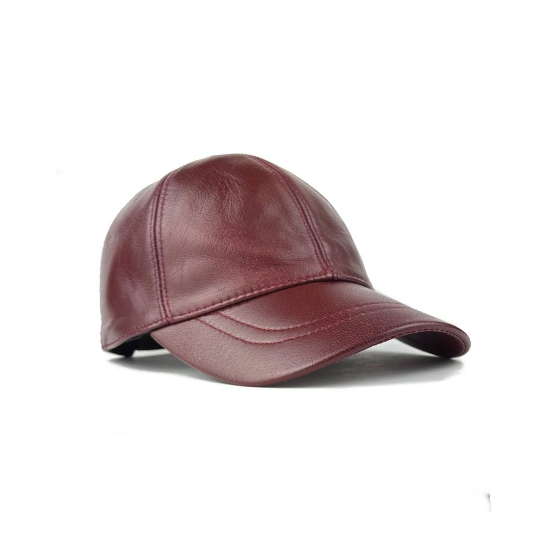 Premium Real Leather Baseball Cap – Adjustable Vintage Hat for Men & Women – Classic 6-Panel Design, Soft Genuine Leather