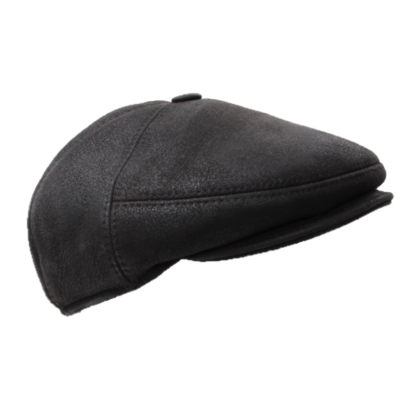 Generic Men's Brown Ivy League Classic Flat Cap - Newsboy Cap - Genuine Sheepskin Leather - Warm & Breathable - Ear Warmer