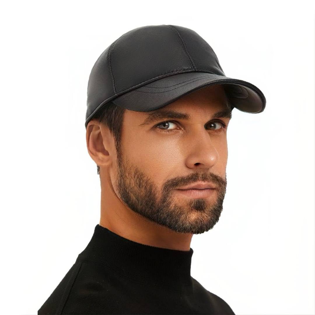 Leather Baseball Cap Soft Lambskin Hat Classic Adjustable Referee Snapback Dad Hat