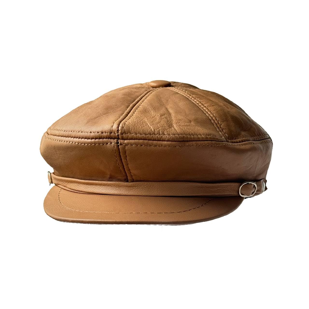 Men's Leather Newsboy Cap Cabbie Beret Real Leather Flat Hat Vintage Style Ascot Hat