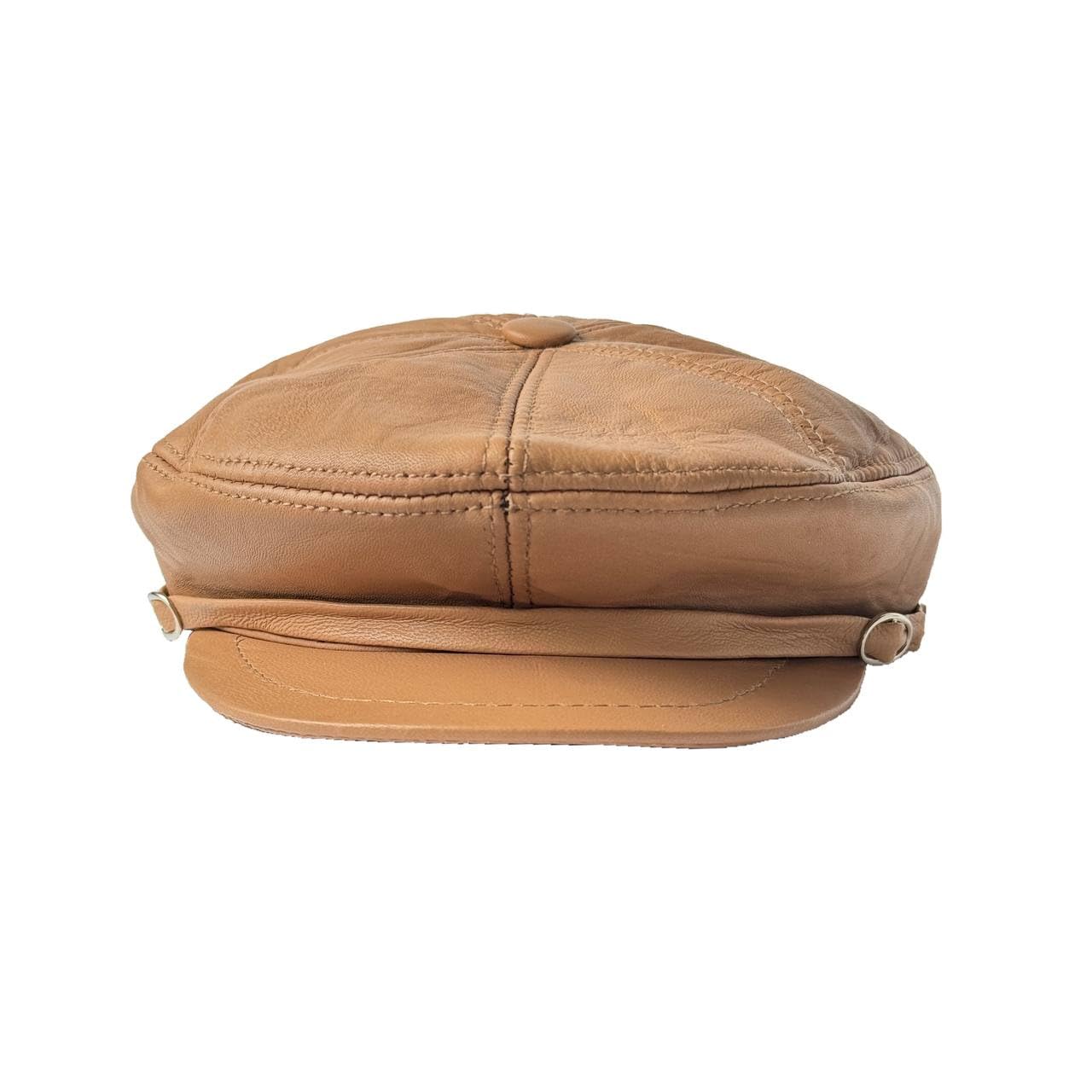 Men's Leather Newsboy Cap Cabbie Beret Real Leather Flat Hat Vintage Style Ascot Hat