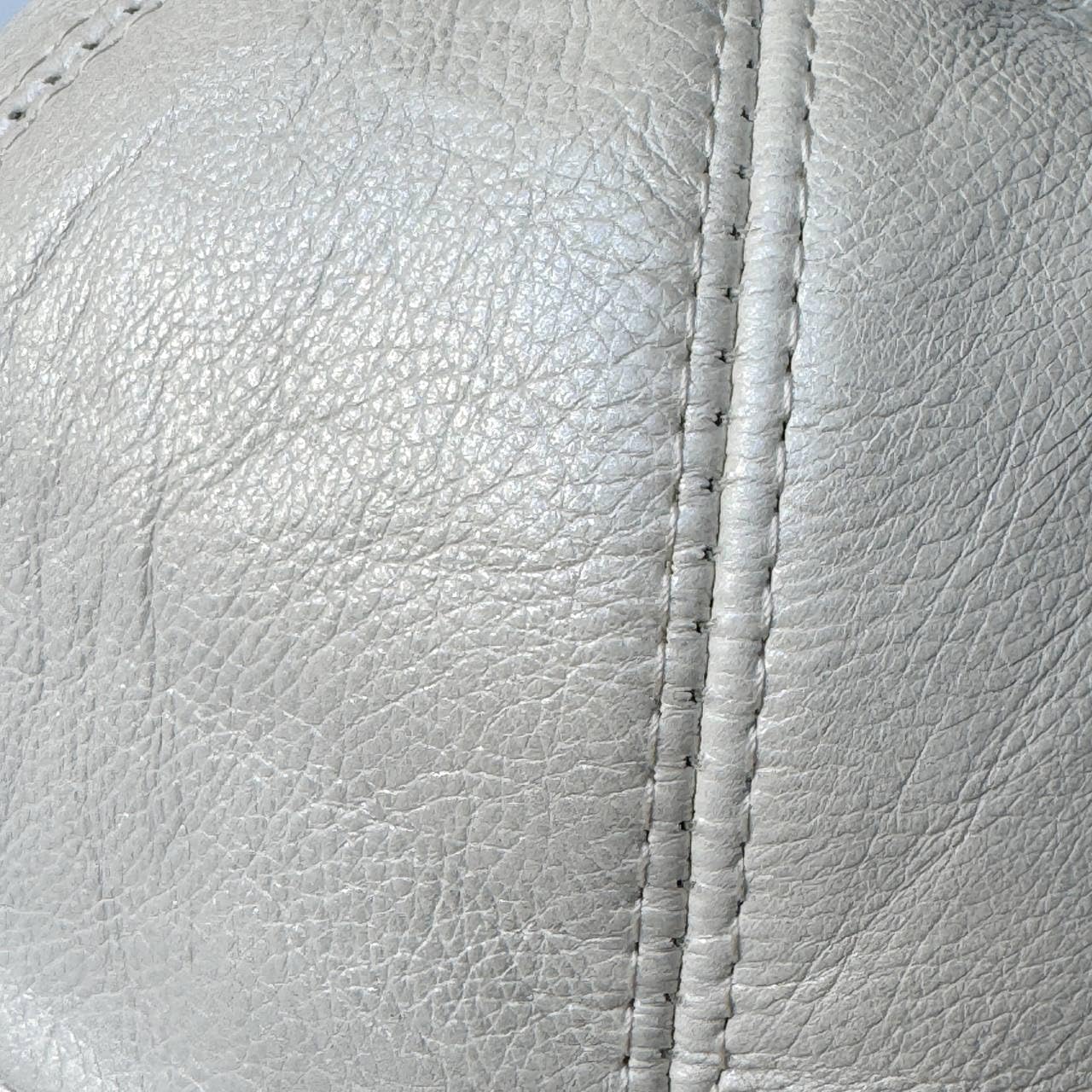 Leather Baseball Cap Genuine Lambskin Leather Hat Sports Visor Adjustable Strap Silver Metallic
