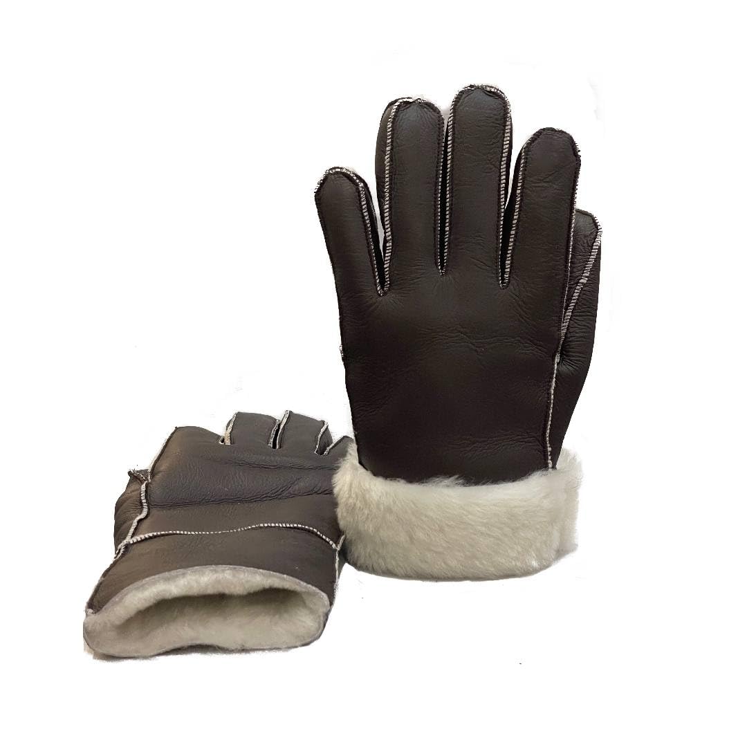 Lukkizara Gloves Leather Shearling Sheepskin Fur Unisex Winter Warm Gloves S-2XL