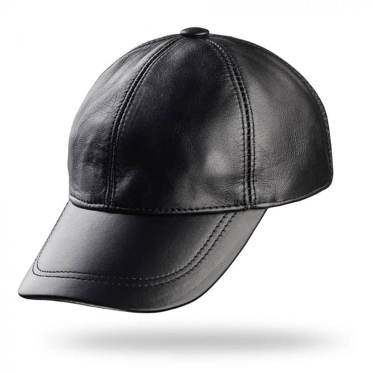 100% Real Genuine Lambskin Leather Baseball Cap Hat Sports Visor Black