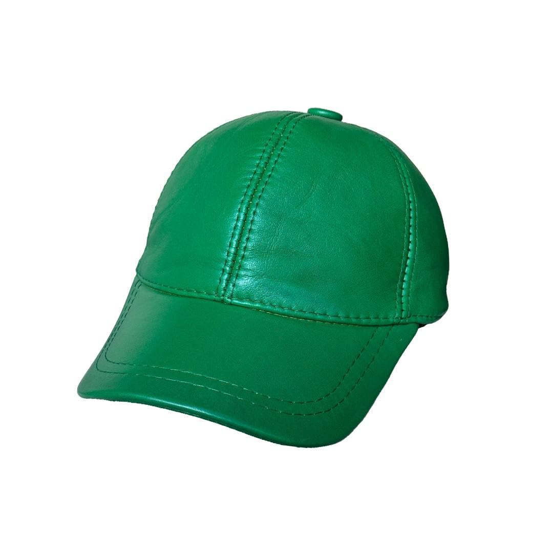 Leather Baseball Cap Genuine Lambskin Leather Hat Sports Visor Adjustable Strap