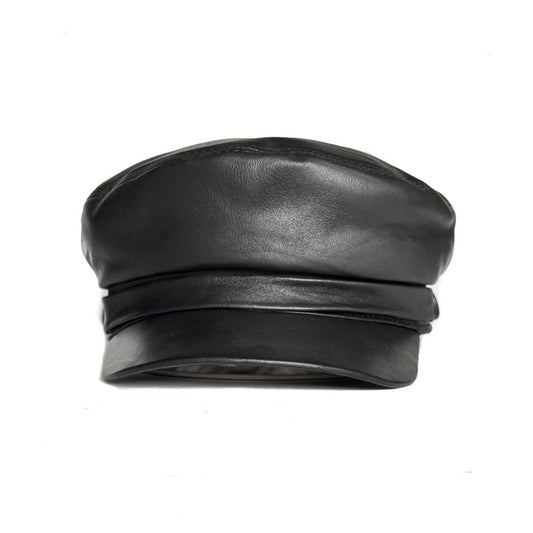 Lukkizara Women's Real Leather Newsboy Cap Yacht Captain Sailor Hat