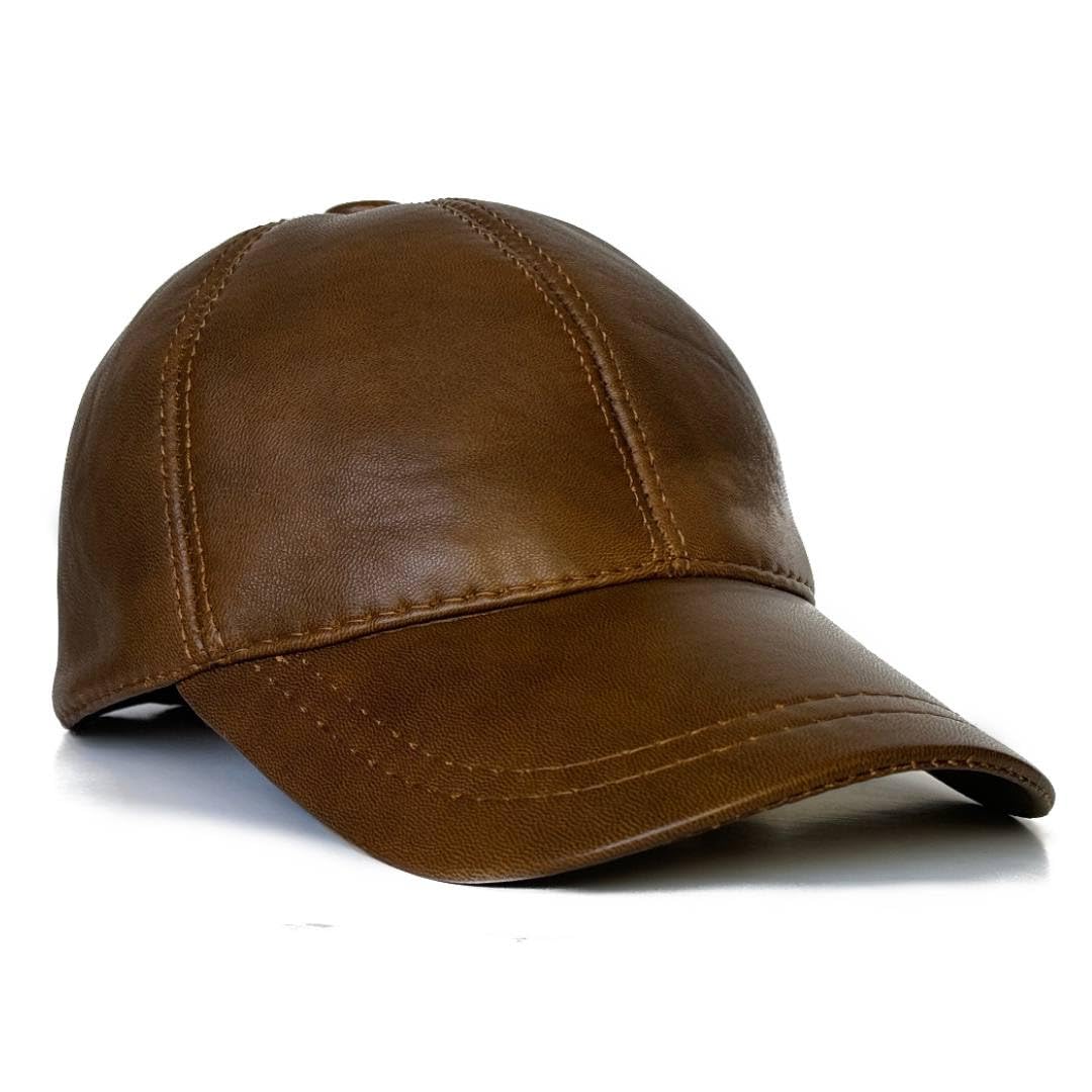 Genuine Leather Baseball Cap 100% Real Lambskin Leather Hat | Ball Cap