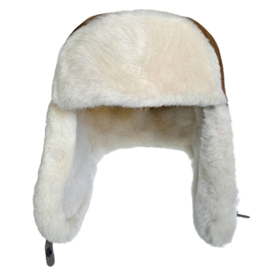 Leather Aviator Russian Ushanka Trapper Shearling Sheepskin Fur Ear Flap Waterproof Winter Hat
