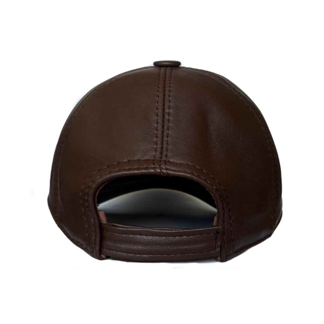 Leather Baseball Cap Genuine Lambskin Leather Hat Sports Visor Adjustable Strap