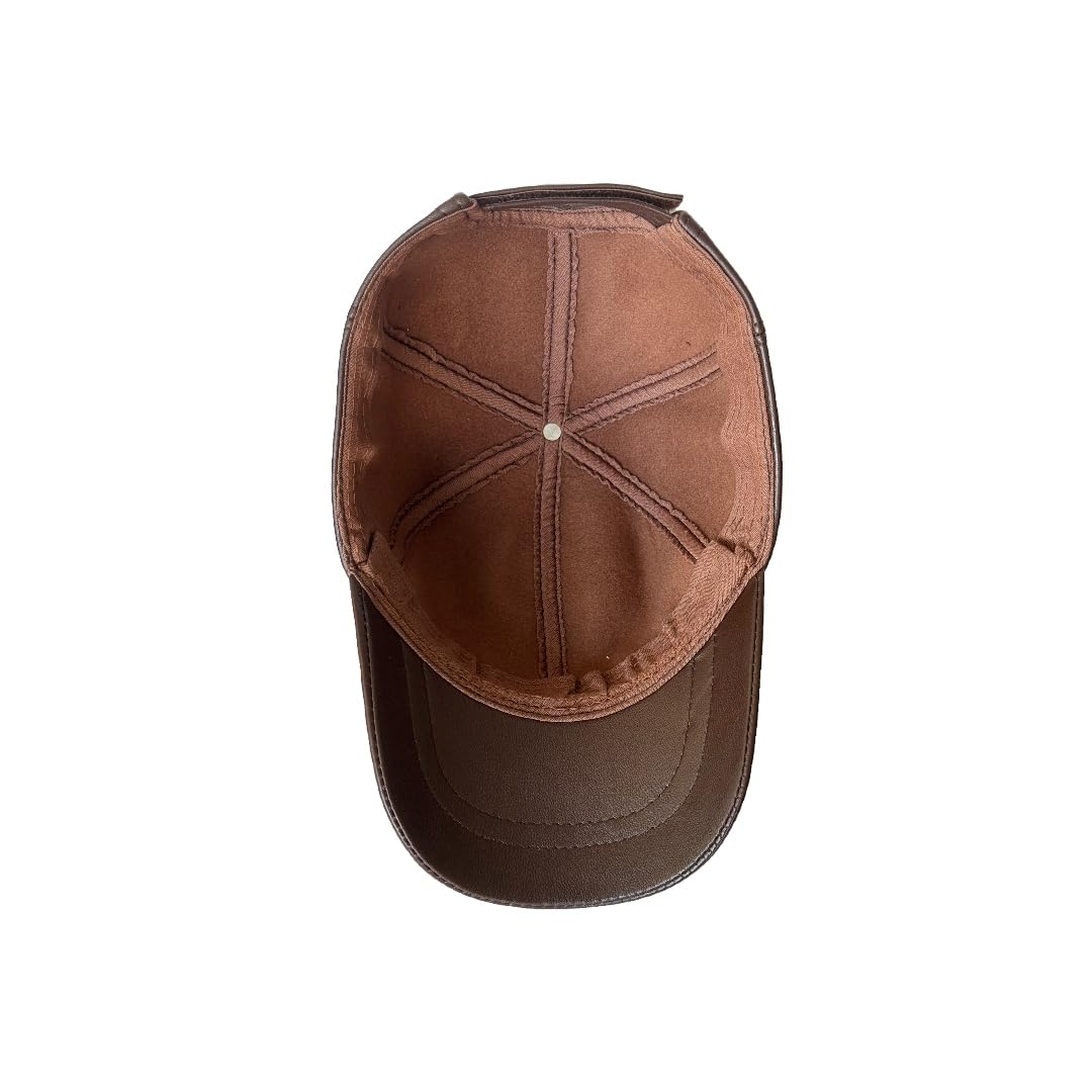 Leather Baseball Cap Genuine Lambskin Leather Hat Sports Visor Adjustable Strap
