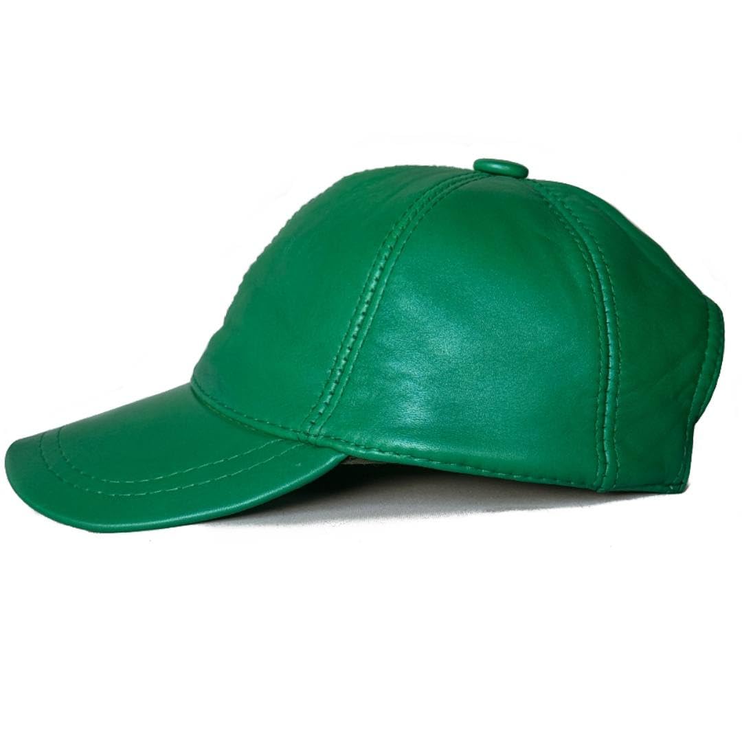 Leather Baseball Cap Genuine Lambskin Leather Hat Sports Visor Adjustable Strap