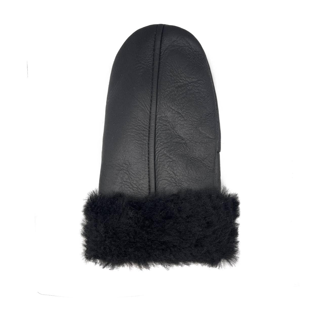 Lukkizara Men's and Women's Premium Shearling Sheepskin Leather Fur Mittens Black