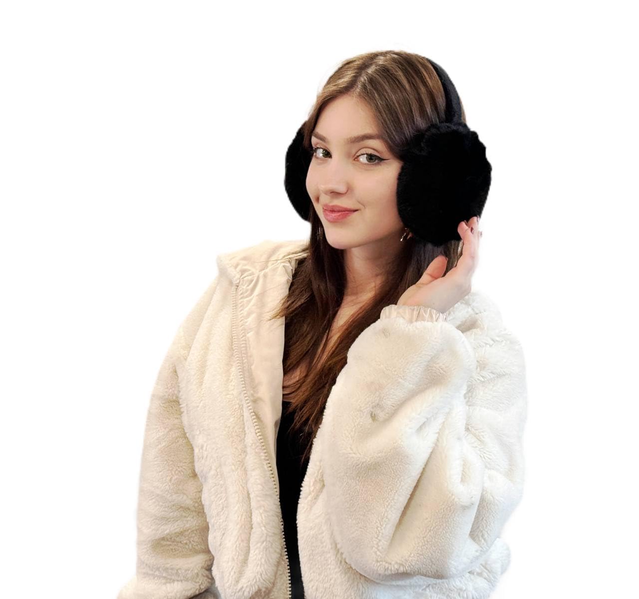 Lukkizara Ear Muffs for Women, Foldable Winter Faux Furry Earmuffs, Adjustable Soft Ear Warmer Covers