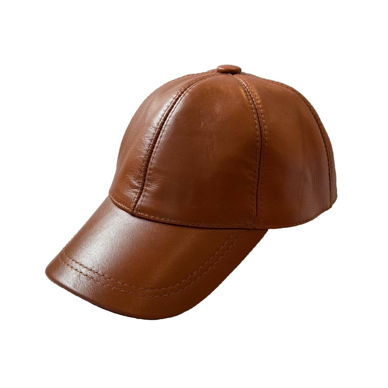 100% Real Genuine Sheepskin Baseball Cap Hat Sports Visor Saddle Tan