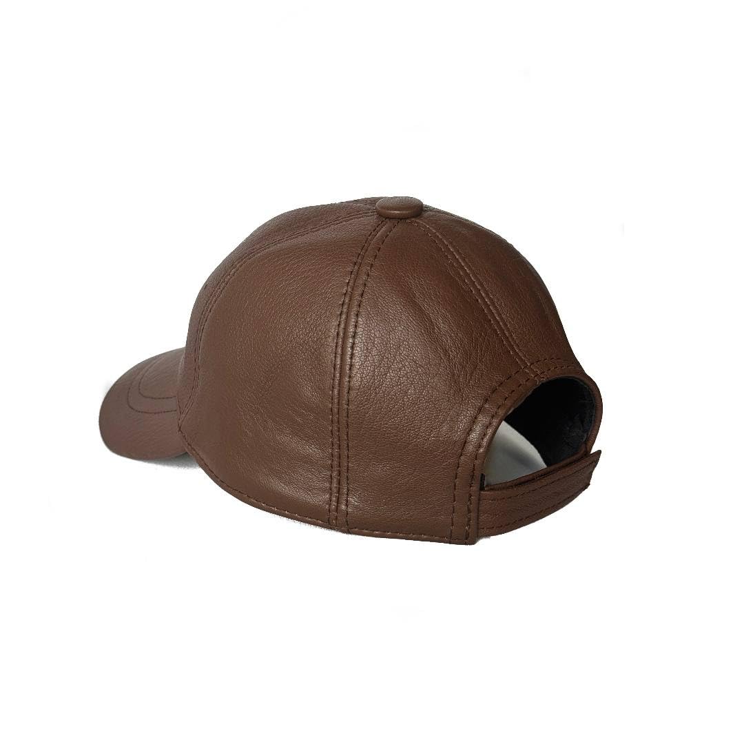Genuine Real Leather Unisex Baseball Cap - 100% Sheepskin Adjustable