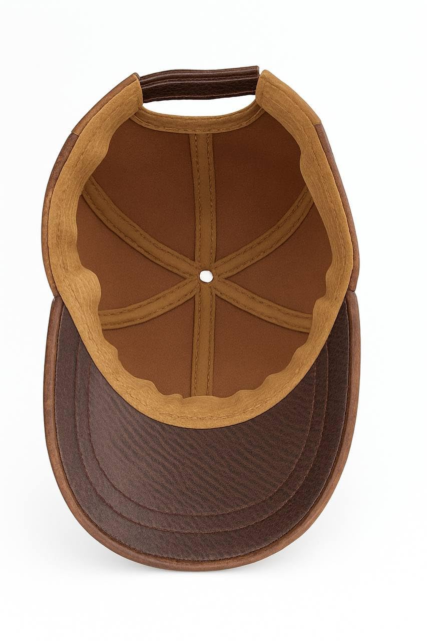 Premium Real Leather Baseball Cap – Adjustable Vintage Hat for Men & Women – Classic 6-Panel Design, Soft Genuine Leather