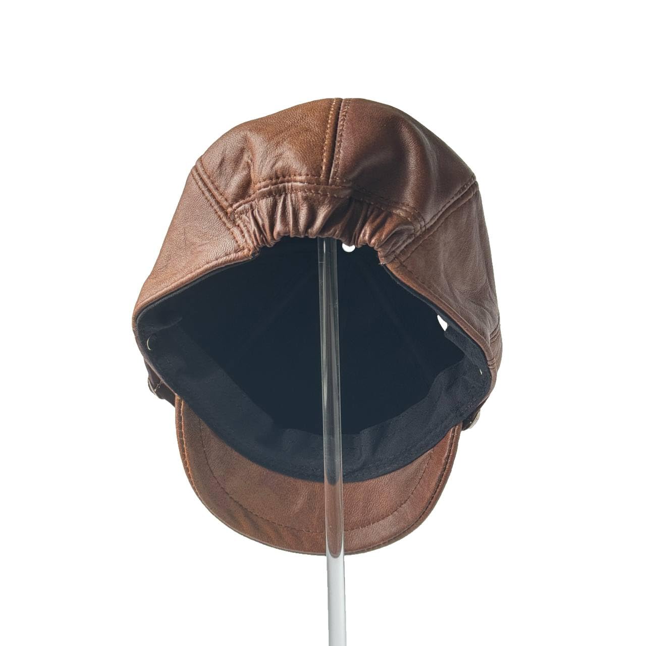 Men's Leather Newsboy Cap Cabbie Beret Real Leather Flat Hat Vintage Style Ascot Hat